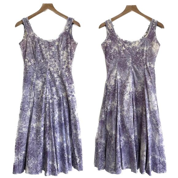 Talbots Lavender Purple Print Sleeveless Fit & Flare Midi Sundress Size 2P - Picture 4 of 7